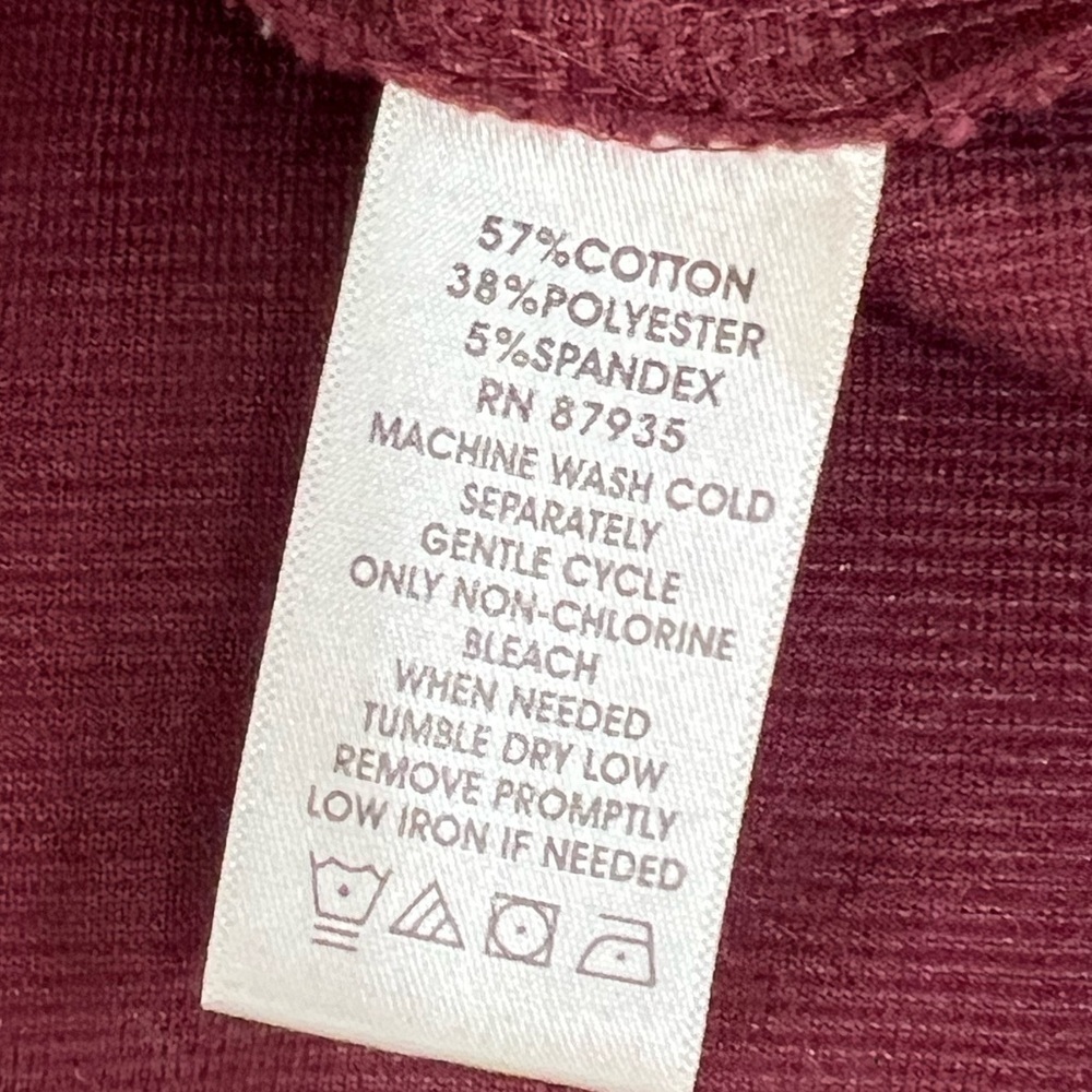 Susan Graver Velvet Burgundy Zip Up Hooded Sweater Jacket Cotton Size Large - Picture 9 of 13